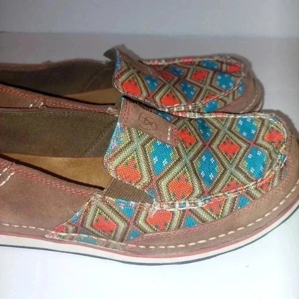 Ariat Cruiser Saddle Tan Suede/Aztec Print Shoe Womens 9.5 B - Picture 7 of 10